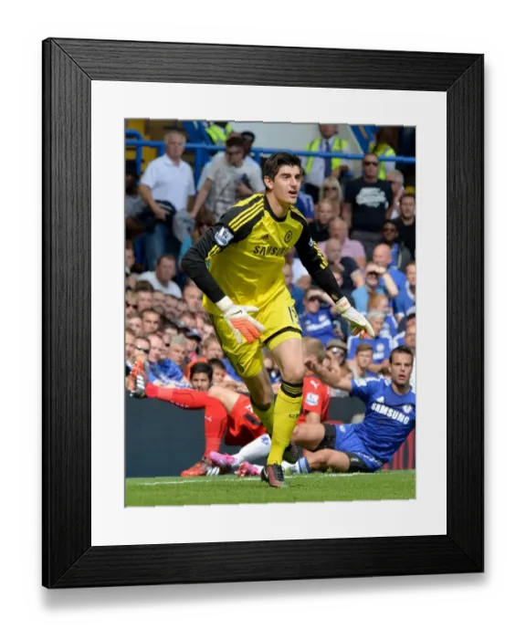 Framed Print : Thibaut Courtois: Chelsea's Unyielding Guardian at Stamford Bridge (Chelsea vs Leicester City, BPL 2014) Framed Print : Thibaut Courtois: Chelsea's Unyielding Guardian at Stamford Bridge (Chelsea vs Leicester City, BPL 2014)