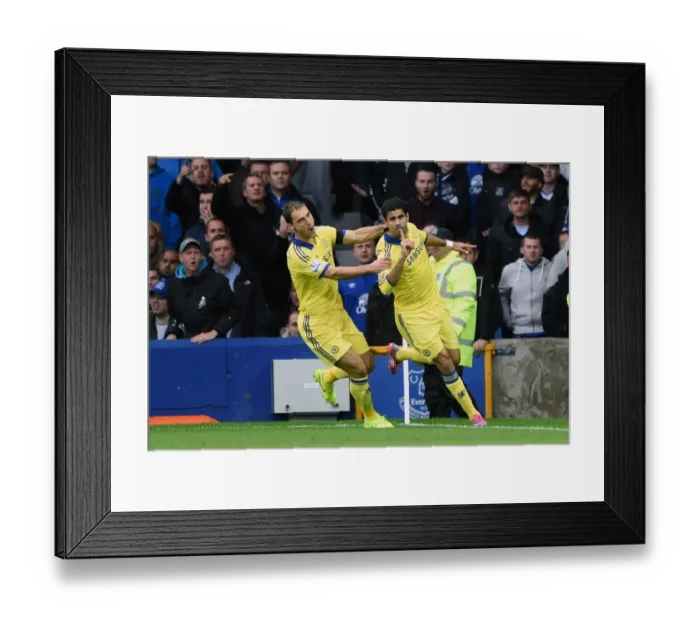 Framed Print : Diego Costa's Thrilling Goal: Chelsea's Triumph at Everton's Goodison Park (Barclays Premier League, 30th August 2014)
