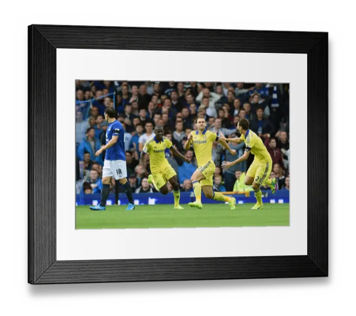 Framed Print : Ivanovic Scores Chelsea's Second Goal: Everton 30-8-2014 (Barclays Premier League, Goodison Park)