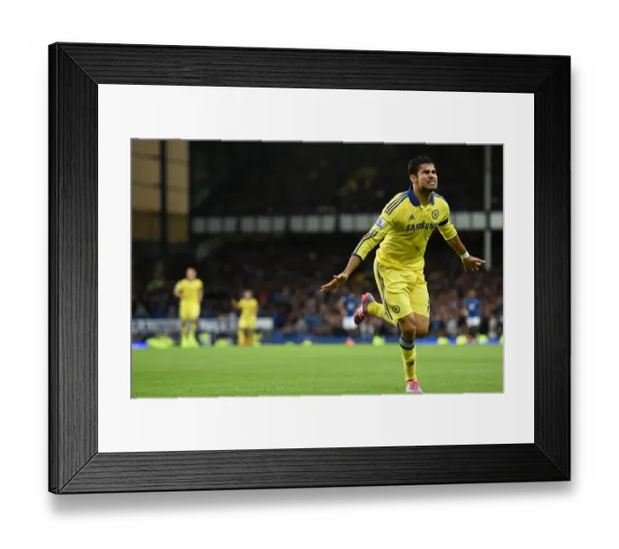 Framed Print : Diego Costa's Six-Goal Blitz: Historic Victory for Chelsea at Goodison Park (Everton vs Chelsea, Barclays Premier League, 30th August 2014)