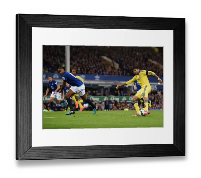 Framed Print : Diego Costa Scores Chelsea's Sixth Goal: Everton 0-6 Chelsea (Barclays Premier League, Goodison Park, 30th August 2014) Framed Print : Diego Costa Scores Chelsea's Sixth Goal: Everton 0-6 Chelsea (Barclays Premier League, Goodison Park, 30th August 2014)
