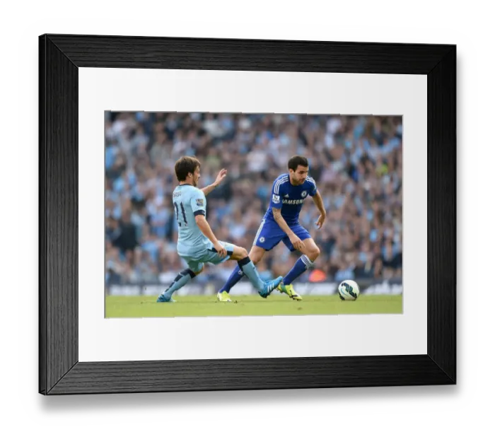 Framed Print : Clash of the Titans: Fabregas vs. Silva - Manchester City vs. Chelsea, Premier League Showdown (September 21, 2014)