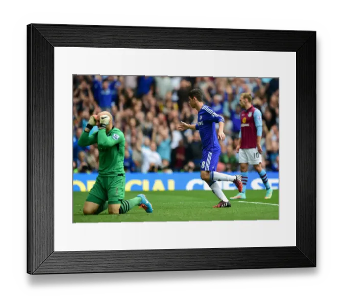 Framed Print : Chelsea's Oscar: Celebrating His First Goal Against Aston Villa (September 27, 2014, Stamford Bridge) Framed Print : Chelsea's Oscar: Celebrating His First Goal Against Aston Villa (September 27, 2014, Stamford Bridge)