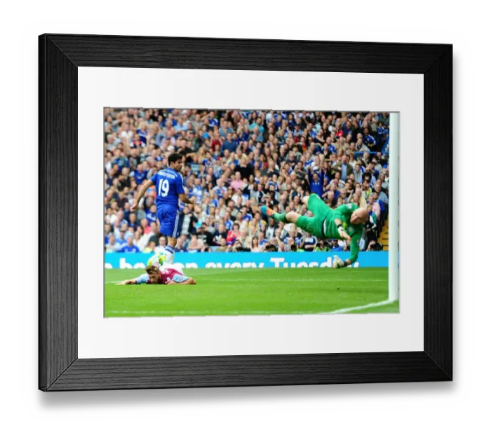 Framed Print : Diego Costa Scores Chelsea's Second Goal: Aston Villa vs. Chelsea, Barclays Premier League, Stamford Bridge (September 27, 2014)