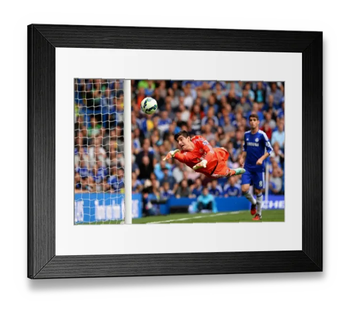 Framed Print : Thibaut Courtois: In Action for Chelsea Against Aston Villa (September 27, 2014, Stamford Bridge) Framed Print : Thibaut Courtois: In Action for Chelsea Against Aston Villa (September 27, 2014, Stamford Bridge)