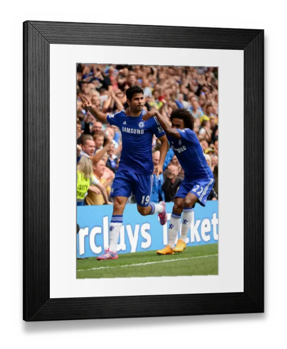 Framed Print : Chelsea's Diego Costa and Willian: A Celebration of Costa's Goal (Chelsea vs. Aston Villa, September 27, 2014, Barclays Premier League, Stamford Bridge) Framed Print : Chelsea's Diego Costa and Willian: A Celebration of Costa's Goal (Chelsea vs. Aston Villa, September 27, 2014, Barclays Premier League, Stamford Bridge)