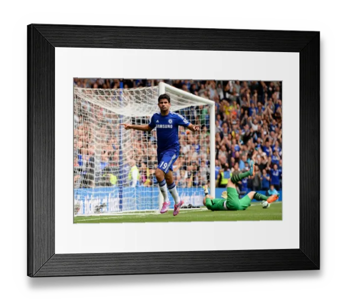 Framed Print : Diego Costa's Thrilling Strike: Chelsea vs. Aston Villa, Premier League (September 27, 2014)