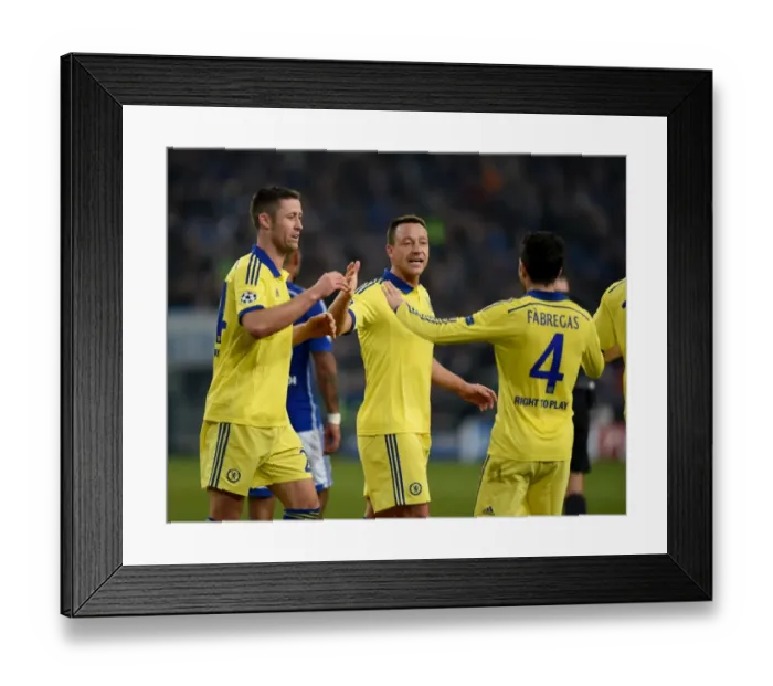Framed Print : Chelsea's Triumphant Own Goal Celebration: Terry, Cahill, and Fabregas Rejoice in Schalke 04's Veltins-Arena (UEFA Champions League, Group G) Framed Print : Chelsea's Triumphant Own Goal Celebration: Terry, Cahill, and Fabregas Rejoice in Schalke 04's Veltins-Arena (UEFA Champions League, Group G)