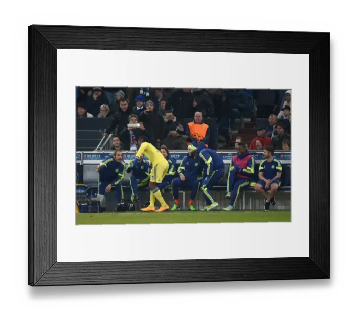 Framed Print : Didier Drogba's Euphoric Moment: Celebrating Chelsea's Fourth Goal Against Schalke 04 in the UEFA Champions League (November 25, 2015) Framed Print : Didier Drogba's Euphoric Moment: Celebrating Chelsea's Fourth Goal Against Schalke 04 in the UEFA Champions League (November 25, 2015)