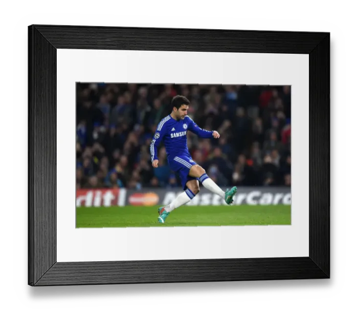 Framed Print : Cesc Fabregas Scores First Goal for Chelsea in UEFA Champions League Clash Against Sporting Lisbon (10th December 2014, Stamford Bridge)