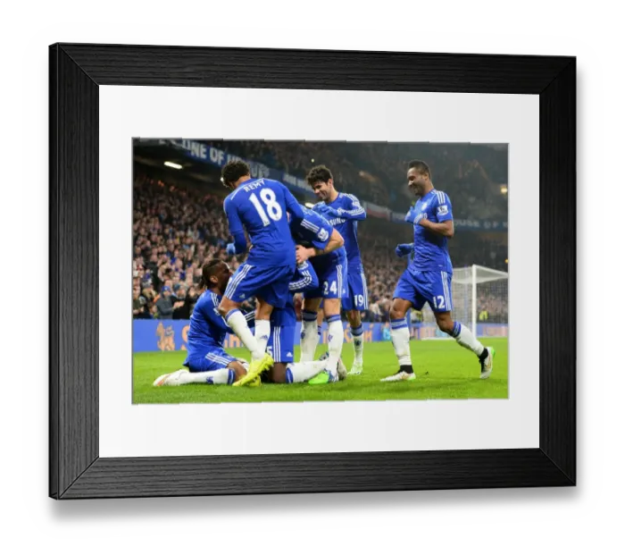 Framed Print : Chelsea's Kurt Zouma: Third Goal Celebration with Team-Mates (January 4, 2015 vs Watford, FA Cup) Framed Print : Chelsea's Kurt Zouma: Third Goal Celebration with Team-Mates (January 4, 2015 vs Watford, FA Cup)