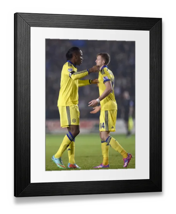Framed Print : Chelsea's Unstoppable Duo: Drogba and Schurrle Secure Victory Over Shrewsbury Town in the Capital One Cup Framed Print : Chelsea's Unstoppable Duo: Drogba and Schurrle Secure Victory Over Shrewsbury Town in the Capital One Cup
