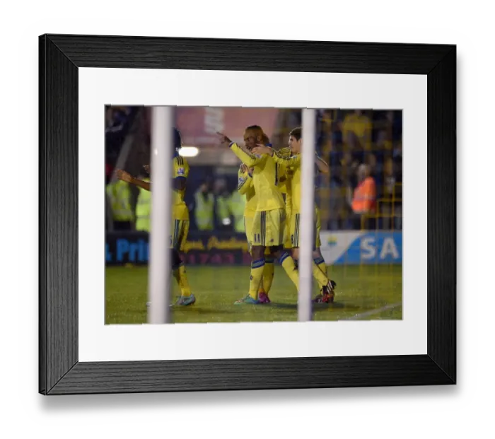 Framed Print : Didier Drogba's Epic Goal Celebration: Chelsea's First Against Shrewsbury Town (October 28, 2014)