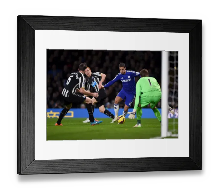 Framed Print : Battle for the Ball: Eden Hazard vs. Michael Williamson - Chelsea vs. Newcastle United, Premier League (2015)