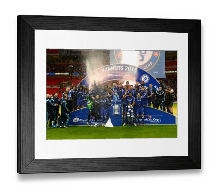 Framed Print : Chelsea Celebrates Capital One Cup Victory: Chelsea vs. Tottenham Hotspur at Wembley Stadium (March 1, 2015)