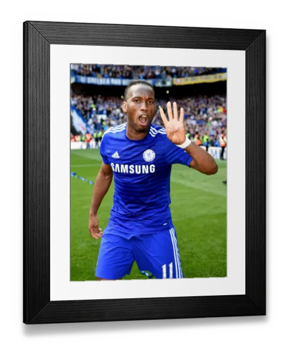 Framed Print : Chelsea's Triumph: Didier Drogba's Title-Winning Celebration at Stamford Bridge (vs Crystal Palace, May 3, 2015)