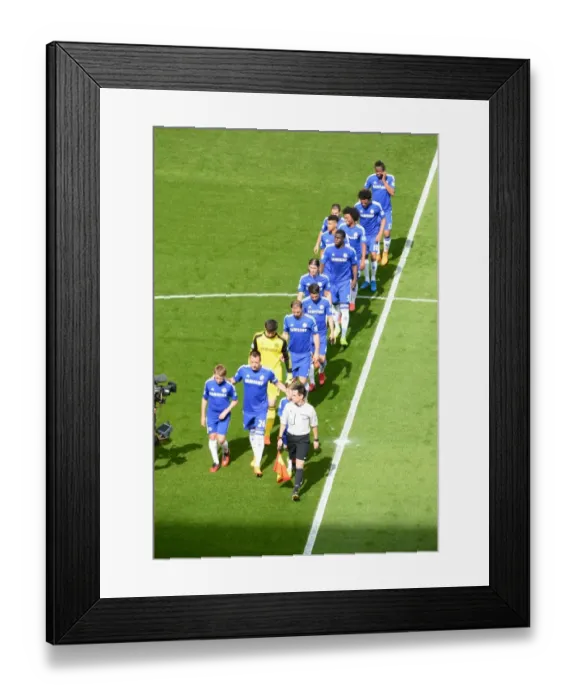 Framed Print : John Terry Leads Chelsea Out at Stamford Bridge: Premier League Clash Against Liverpool 2014-2015