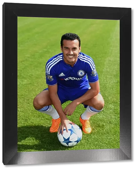 Chelsea FC: Pedro at 2015-16 Team Photocall, Cobham Training Ground