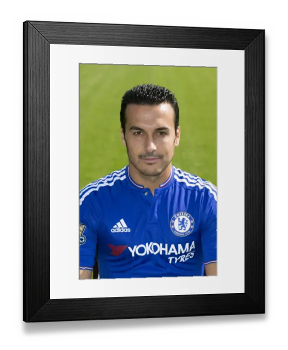 Framed Print : Chelsea FC 2015-16 Squad: Team Photocall with Pedro at Cobham Training Ground - Premier League
