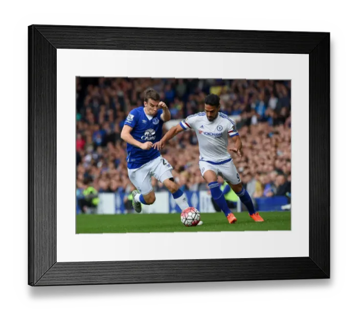 Framed Print : Battle for the Ball: Seamus Coleman vs. Radamel Falcao - Everton vs. Chelsea (September 2015)