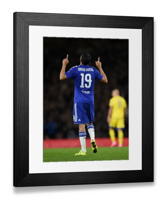 Framed Print : Diego Costa's Hat-Trick: Chelsea Dominates Maccabi Tel Aviv in Champions League Group G (September 2015)