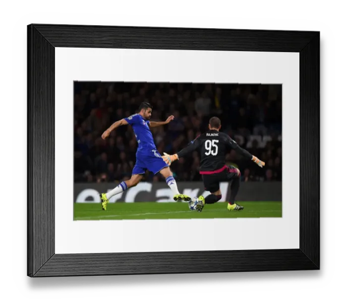 Framed Print : Diego Costa Scores Chelsea's Third Goal vs. Maccabi Tel Aviv in UEFA Champions League (September 2015)