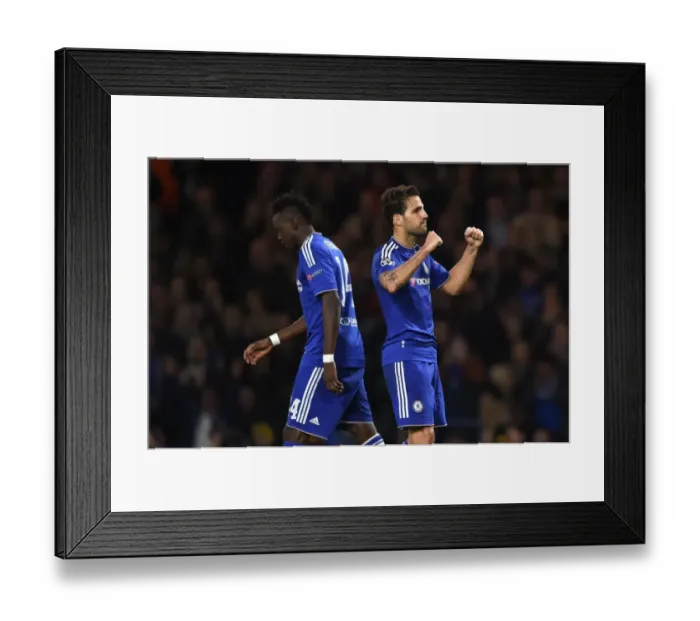 Framed Print : Cesc Fabregas's Fourth Goal Celebration: Chelsea Crushes Maccabi Tel Aviv in UEFA Champions League (September 2015)