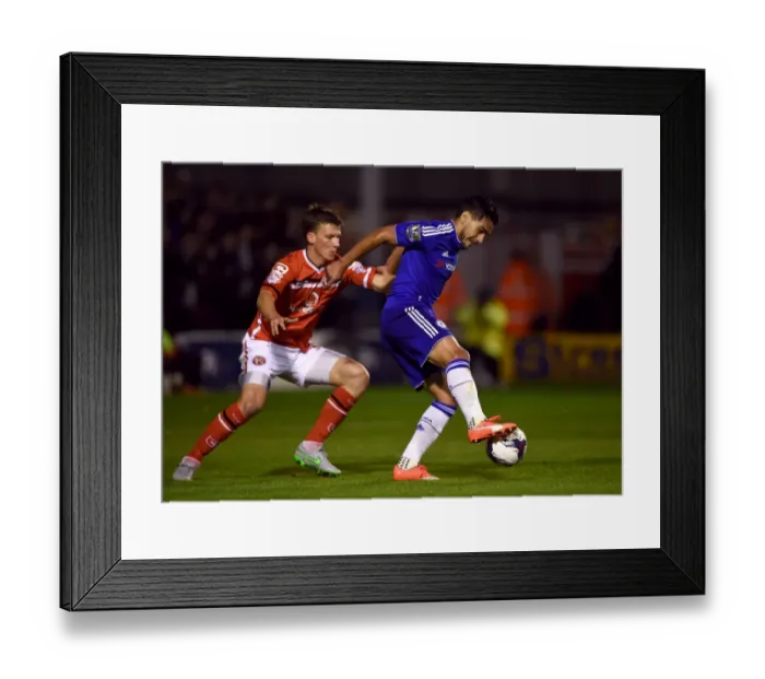Framed Print : Falcao vs. Downing: A Battle for the Ball in Chelsea's Capital One Cup Clash (September 2015)
