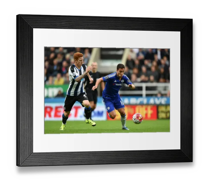 Framed Print : Intense Battle for Ball Possession: Eden Hazard vs Jack Colback - Newcastle United vs Chelsea (September 2015)