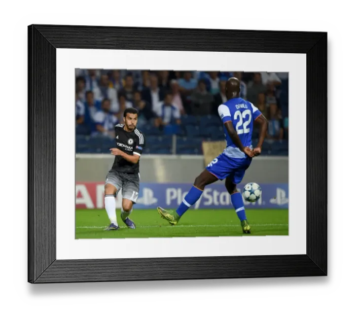 Framed Print : Pedro Aims for Glory: Chelsea vs. FC Porto in Champions League (September 2015) Framed Print : Pedro Aims for Glory: Chelsea vs. FC Porto in Champions League (September 2015)