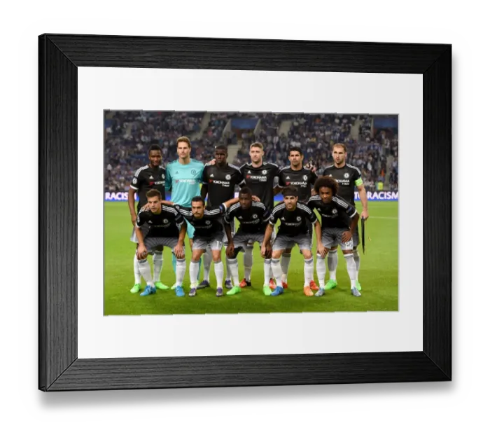 Framed Print : Chelsea FC: United at Estadio do Dragao - Pre-Match Team Photo (UEFA Champions League Group G: FC Porto vs Chelsea, September 2015)