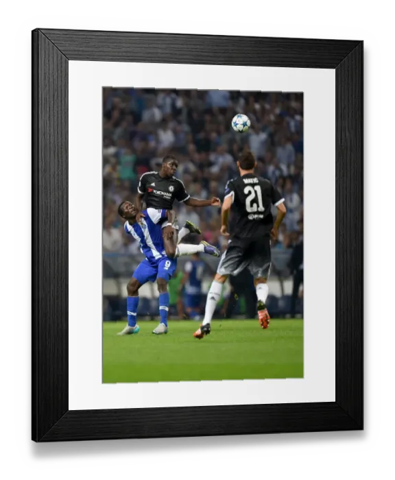 Framed Print : Battle for the Ball: Zouma vs. Aboubakar - FC Porto vs. Chelsea in the UEFA Champions League (September 2015)