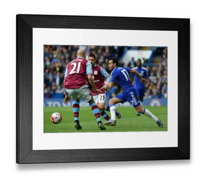 Framed Print : Intense Battle for Possession: Pedro, Hutton, and Gil Clash at Stamford Bridge (October 2015)