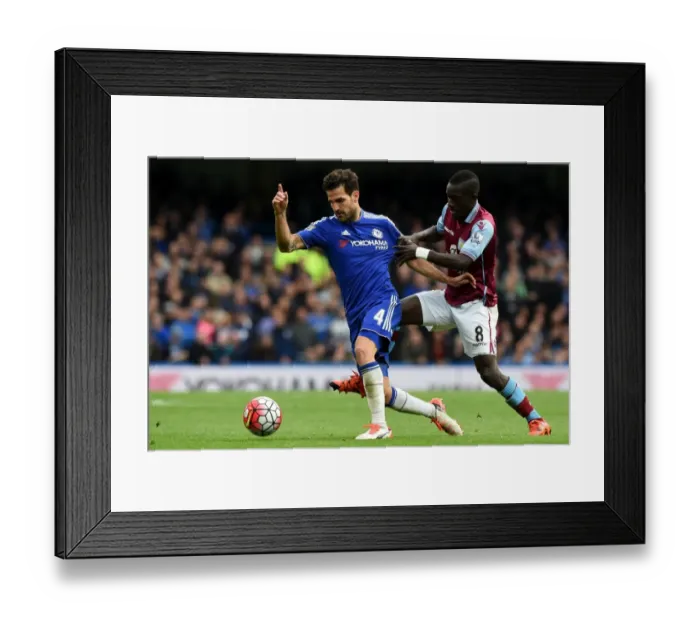 Framed Print : Intense Battle for the Ball: Cesc Fabregas vs. Idrissa Gueye (Premier League, October 2015)