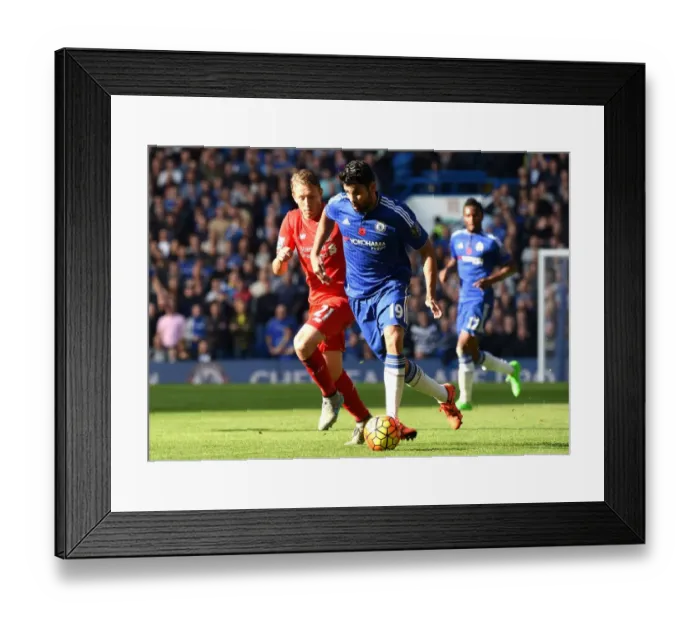 Framed Print : Battle for Supremacy: Costa vs. Lucas - Intense Rivalry: Chelsea vs. Liverpool's Clash of Titans