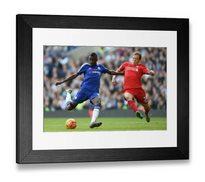 Framed Print : Intense Battle for Ball Possession: Ramires vs. Lucas at Stamford Bridge - Chelsea vs. Liverpool, Premier League