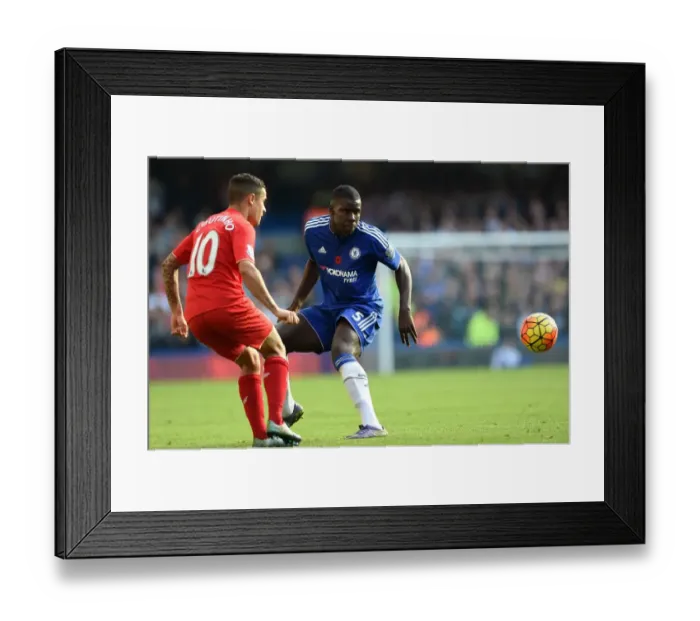 Framed Print : Clash at Stamford Bridge: A Battle for Supremacy - Coutinho vs. Zouma, Premier League