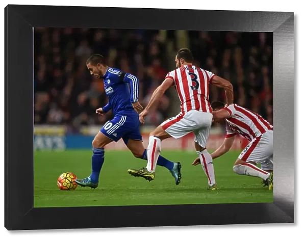 Intense Battle for Ball Possession: Eden Hazard vs. Erik Pieters, Premier League 2015