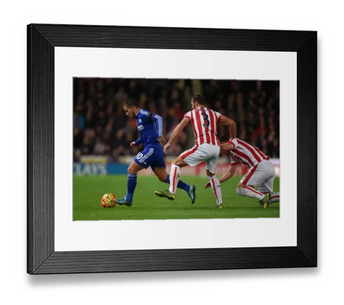 Framed Print : Intense Battle for Ball Possession: Eden Hazard vs. Erik Pieters, Premier League 2015 Framed Print : Intense Battle for Ball Possession: Eden Hazard vs. Erik Pieters, Premier League 2015