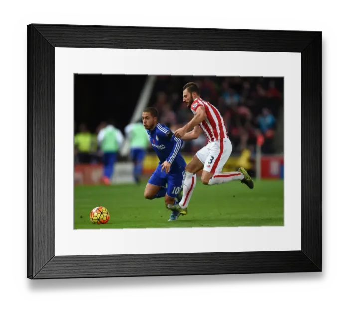 Framed Print : Battle for the Ball: Eden Hazard vs. Erik Pieters - Premier League Showdown at Britannia Stadium (November 2015)