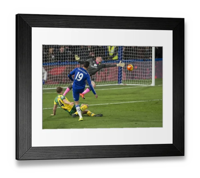 Framed Print : Diego Costa Scores First: Chelsea's Triumph over Norwich City in the Premier League (November 2015)
