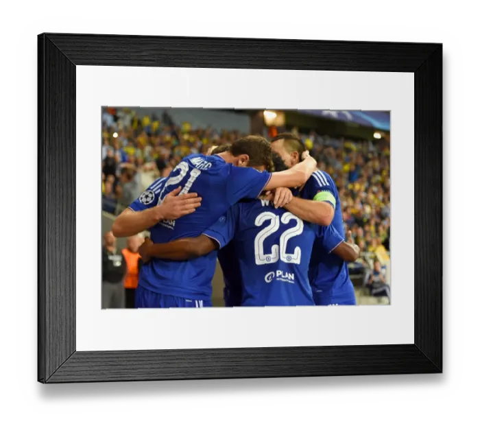 Framed Print : Gary Cahill Scores First Goal for Chelsea Against Maccabi Tel Aviv in UEFA Champions League: Celebrating with Team-Mates (November 2015)