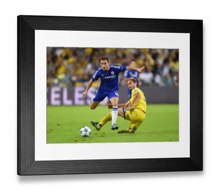 Framed Print : Battle for the Ball: Eden Hazard vs. Carlos Garcia - UEFA Champions League Showdown (November 2015)