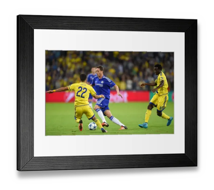 Framed Print : Clash of the Midfield Titans: Matic vs. Rikan - Maccabi Tel Aviv vs. Chelsea, UEFA Champions League, Group G