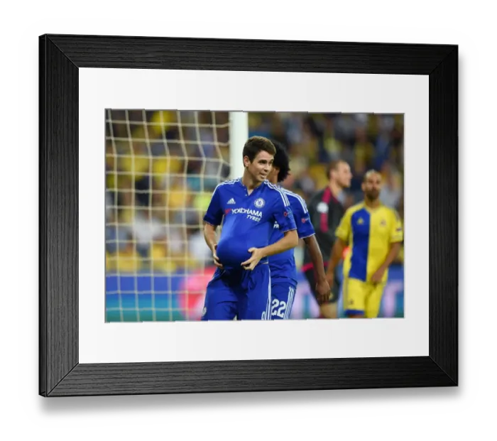 Framed Print : Oscar's Triple: Chelsea's Star Player Celebrates Third Goal vs. Maccabi Tel Aviv in UEFA Champions League (November 2015) Framed Print : Oscar's Triple: Chelsea's Star Player Celebrates Third Goal vs. Maccabi Tel Aviv in UEFA Champions League (November 2015)