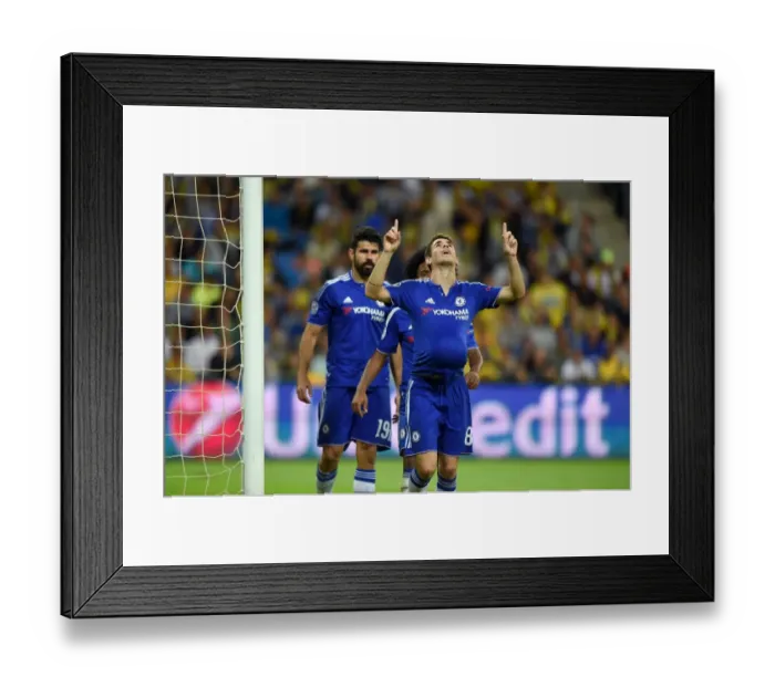 Framed Print : Oscar's Triple: Chelsea Star Celebrates Third Goal vs. Maccabi Tel Aviv in UEFA Champions League (November 2015) Framed Print : Oscar's Triple: Chelsea Star Celebrates Third Goal vs. Maccabi Tel Aviv in UEFA Champions League (November 2015)