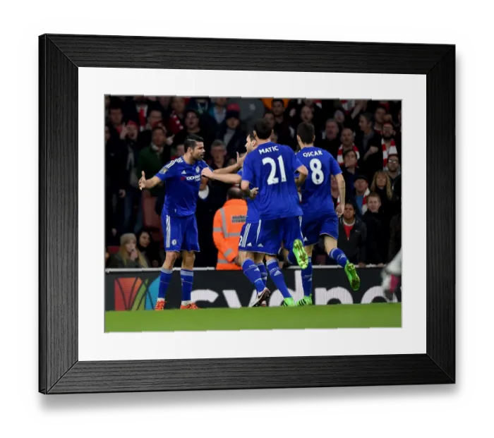 Framed Print : Diego Costa's Thrilling Goal: Arsenal vs. Chelsea, Premier League Rivalry Ignites at Emirates Stadium (January 2016) Framed Print : Diego Costa's Thrilling Goal: Arsenal vs. Chelsea, Premier League Rivalry Ignites at Emirates Stadium (January 2016)