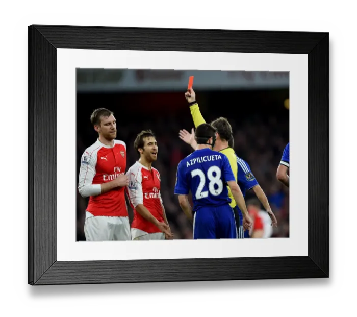 Framed Print : Per Mertesacker's Red Card: Arsenal vs. Chelsea - Barclays Premier League - Emirates Stadium (January 2016)
