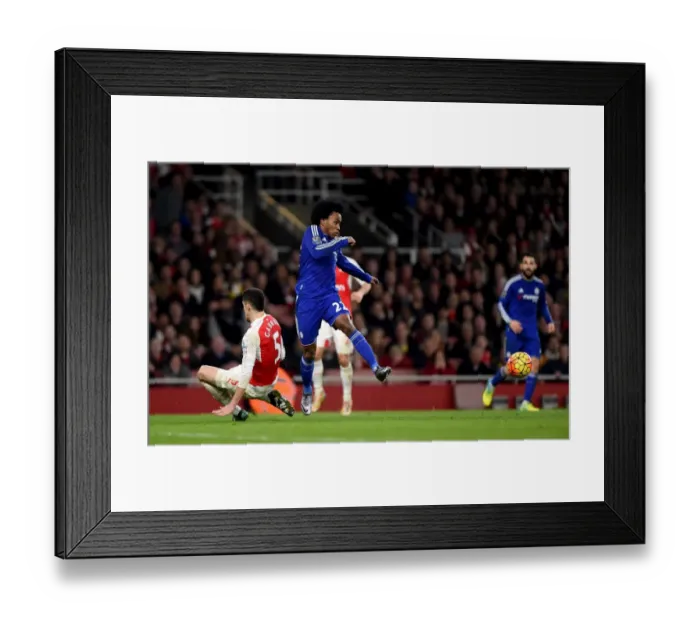 Framed Print : Intense Battle: Willian vs. Gabriel Paulista - Arsenal vs. Chelsea Premier League Showdown (January 2016) Framed Print : Intense Battle: Willian vs. Gabriel Paulista - Arsenal vs. Chelsea Premier League Showdown (January 2016)