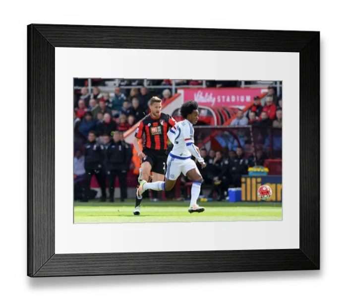 Framed Print : Willian Evades Simon Francis: AFC Bournemouth vs. Chelsea, Premier League, Vitality Stadium (April 2016)